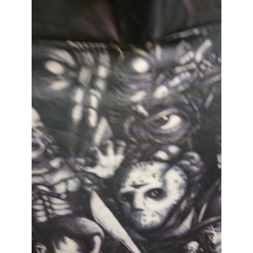 " HORROR HOODIE " UNISEX MEDIUM SIZE BLACK AND WHITE NYLON BLEND PULLOVER - Picture 10 of 14